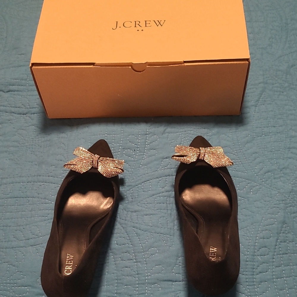 J. Crew Black Flats with Bow Detail